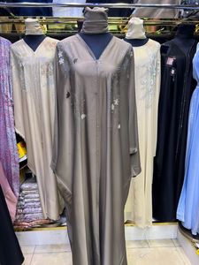 Modern High Quality Breathable Polyester Abaya Stone Work Handmade <b>Sequined</b> Arabic Dubai Style V Neck Full <b>Flare</b> Maxi Long - Product Image 5