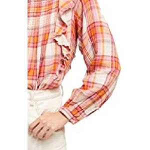 Top a Quadri Siena con Volant per Donna di Free People, Avorio Naturale, Ricamato, Abbigliamento Formale da Ufficio, Taglie Disponibili XS-XL - Product Image 3