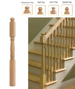 Venta al por mayor de postes Newel de arce tradicionales elegantes modelo 4505 de madera maciza certificada FSC para escaleras internas y externas - Product Image 6