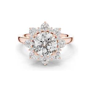 Anillo Halo con Diamante de Laboratorio Redondo Brillante de 2.736 CT para Mujer, Claridad VVS-VS EF, Oro de 18KT, 14KT, 10KT y Plata 925, Color Rosa - Product Image 1
