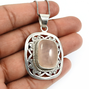 925พลอยควอตซ์ธรรมชาติจี้รูปทรงหมอนสีเงินสเตอร์ลิงเครื่องประดับทำด้วยมือสไตล์โบฮีเมียนขายส่งราคาจำนวนมาก - Product Image 3