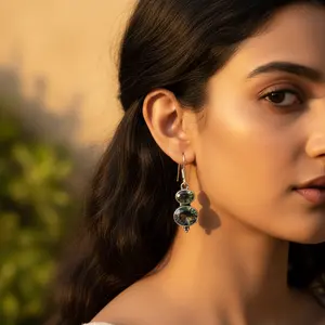 Boucles d'oreilles vintage en topaze mystique pour femmes avec diamant, plaqué or 14 carats, argent 925 et or blanc/jaune - Bijoux en pierres précieuses plaqués or - Product Image 2