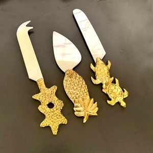 Cheese Spreader Polished Butter Slicer Full Gold Leaf Handle Tableware Royal Silver Plated Stainless Steel Slicer - Product Image 4