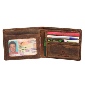 Cartera Bifold de Cuero Genuino para Hombre con Forro de Algodón, Ventana para Identificación, Bloqueo RFID y Múltiples Ranuras para Tarjetas - Product Image 1