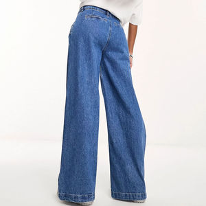 Latest Design <b>Women's</b> Breathable Wide Leg Baggy Pleated Denim Jeans Wholesale Price Adjustable Soft Plus Size Lace Custom - Product Image 6