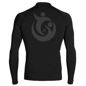 Rashguard à manches longues de compression UPF 50 + pour hommes, haut de gymnastique imprimé avec logo personnalisé pour MMA et sports de surf, chemise de surf unie - Product Image 2