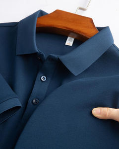 Chemise de golf en coton lavable de haute qualité 200 g/m², unie, anti-froissement, personnalisable, pour hommes, vêtements d'été - Product Image 2