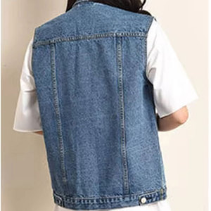 Gilet en jean pour femme, tenue tendance, style vintage, streetwear, look décontracté, coupe ajustée, respirant, couleur unie, gilet en jean pour femme - Product Image 2