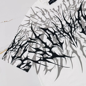 Cyberpunk Streetwear camiseta hombres mujeres Vintage algodón pesado Boxy Fit Camiseta con estampado desgastado Urban Hip Hop Goth Unisex moda Top - Product Image 5