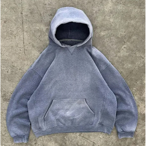 Sweat à capuche oversize délavé et vieilli, personnalisable (couleurs et logo), en molleton de coton épais, pour homme, idéal pour l'hiver - Product Image 5