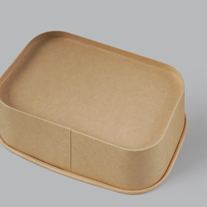 白色/牛皮纸彩色方形环保一次性食品容器带盖纸碗用于沙拉包装一次性盒子 - Product Image 3