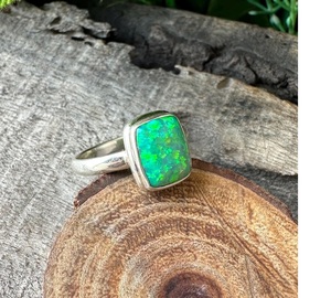 Green Opal <b>Ring</b> Handmade in 925 Sterling Silver Wello Opal <b>Statement</b> <b>Ring</b> for Women Solid Silver Jewelry Elegant - Product Image 3