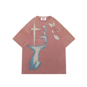 T-shirt oversize pour homme en coton américain lourd délavé et vieilli, anti-plis, respirant, tendance, à manches courtes, imprimé - Product Image 4