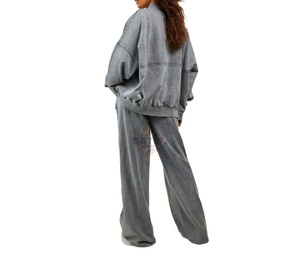 Chándal de Mujer con Estampado Lavado Ácido y Cremallera, Hecho a Medida de Alta Calidad, Novedad 2025, 100% Algodón, Ropa Casual - Product Image 2