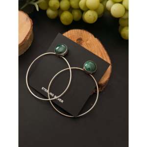 Navajo Malachite & Sterling <b>Silver</b> Drop Post <b>Dangle</b> <b>Earrings</b> - Product Image 3