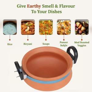Kadai en argile/Kadai en terre cuite/Pots en argile pour la cuisson de 1 à 3 litres, utilisés au GPL pour une cuisine saine, pot en terre cuite - Product Image 3
