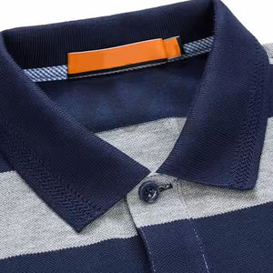 Polo personalizado de color azul/gris para hombre, Polo de golf de punto de poliéster con logotipo bordado personalizado, camiseta para hombre - Product Image 4