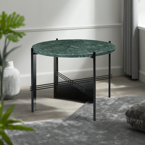 Décoration de sol de cantine de bureau fabriquée à la main Tables basses Table centrale ronde cadre en métal avec dessus de finition en marbre vert - Product Image 1