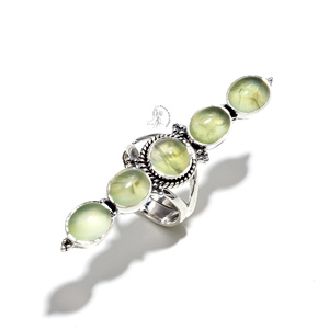 925 เงินสเตอร์ลิงธรรมชาติ Prehnite แหวนพลอยทําด้วยมือเครื่องประดับเงินดีออกแบบแหวนที่ขายส่ง - Product Image 1