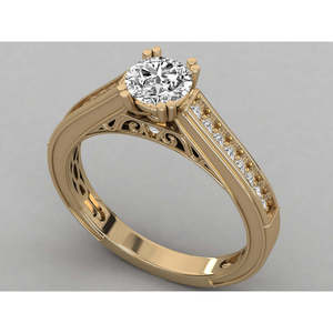 Anillo de Oro de 9K para Mujer con Diamante Solitario Cultivado en Laboratorio, Elegante y Lujoso - Product Image 1