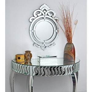 Elegante Espejo Redondo de Pared con Marco de Aluminio y Resina, Estilo Antiguo, para Decoración de Baños en Hogares u Hoteles - Product Image 1