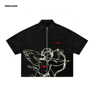 T-shirt d'entraînement à manches courtes pour hommes zip up respirant design slim fit gym été vêtements de sport décontracté équipement d'entraînement de fitness - Product Image 2