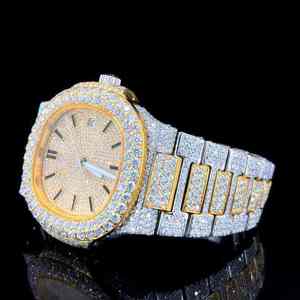 Reloj de Diamantes Moissanite de Alta Gama, Esfera y Correa Brillantes, Acero Inoxidable Duradero, Reloj de Moda Perfecto - Product Image 2