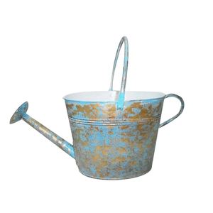 Regadera azul y dorada Recubrimiento en polvo Regadera de metal azul Forma de maceta con mango - Product Image 6