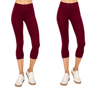 2025 mallas Capri transpirables de Color sólido hechas a medida para mujer mallas de Yoga con cierre de cintura elástica de alta calidad - Product Image 4