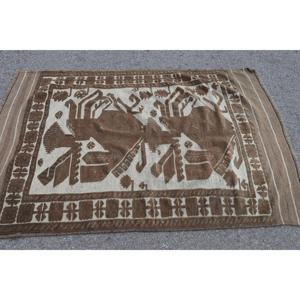 Turkish Vintage Rug 3.9x5.9 ft (120x179 cm), <b>Brown</b> <b>Wool</b> Rug - Product Image 2