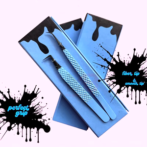 Pinzas para Pestañas de Acero Japonés con Punta de Fibra y Logotipo Personalizado, Pinzas Delgadas y Rectas para Volumen, Pinzas para Extensión de Pestañas de 45 y 90 Grados, Pinzas Delgadas Tipo Bota - Product Image 1