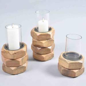 Bougeoir en bois d'acacia - Product Image 5