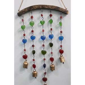 Handmade Modern/Vintage Glass Hanging <b>Chime</b> Bells Beads Heart-Shaped Decoration for Indoor Outdoor Garden Patio Living Room - Product Image 3