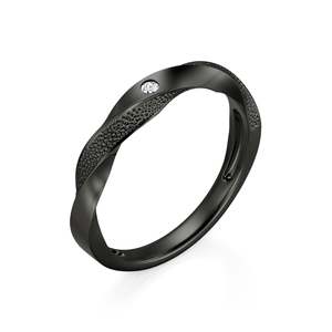 Jeulia <b>Black</b> Stippled Twist Men's Wedding Band Diamond <b>Ring</b> - Product Image 2
