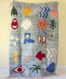 Handmade Premium Simple and Modern Moroccan Area Rug Moroccan Rug Vintage Moroccan With Back and <b>Red</b> Colour - Product Image 3