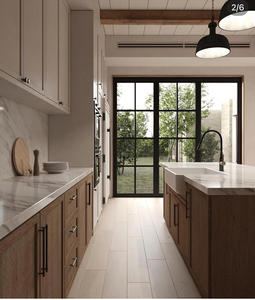 Proyek perumahan kelas atas kenari Amerika pintu kayu ek putih padat lemari dapur kayu lapis - Product Image 1
