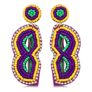 Mardi Gras último diseño con cuentas y pendientes bordados a mano en la parte posterior mejor proveedor de joyería de la India para mujeres y niñas - Product Image 1