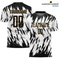 Uniforme de Fútbol Personalizado con Impresión por Transferencia de Calor en Blanco/Negro-Oro Antiguo, Paneles de Malla Ventilada, Nombre del Jugador, Números del Equipo, 100% Personalizado