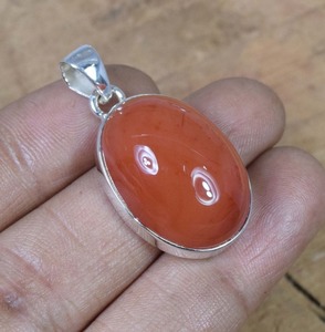 Colgante de piedras preciosas de Color rojo con forma ovalada, regalo de boda perfecto para el amor, piedra preciosa cornalina de Plata de Ley 925 con sello 925 - Product Image 5