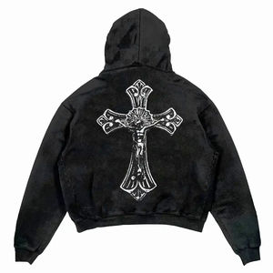 Sweat-shirt à capuche surdimensionné noir imprimé Eclipse Streetwear Sweat-shirt graphique unisexe Style vintage Pull à capuche tendance Hip Hop - Product Image 4