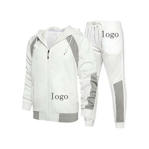 Conjunto de chándal con logotipo personalizado para hombre, sudadera con cremallera y pantalones para correr, conjunto de dos piezas, ropa deportiva para gimnasio, entrenamiento, traje informal para correr Athlet - Product Image 1