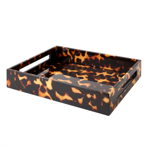 Plateau de service en laque au design de luxe Plateau décoratif enduit de haute brillance avec design vichy pour décoration de table - Product Image 4