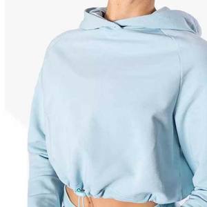 Wholesale Women's Hooded Crop <b>Top</b> <b>Fleece</b> Hoodie-Lightweight Breathable Eco-Friendly Gym Workout Wear - Product Image 2