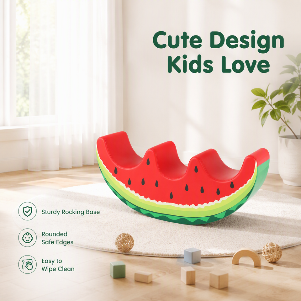 Rocking Boar Watermelon Shaped PU Foam Rocking Toy Soft Play Balance Board for Kids ...