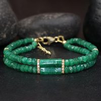 Charme unisexe de luxe fait main en argent sterling plaqué or 18 carats avec perles d'émeraude certifiées GIA, couleur naturelle de qualité supérieure, pour mariage
