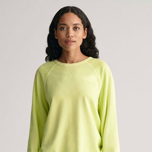 Women Light Green Crewneck Sweatshirt Casual Basic Pullover Long Sleeve Soft Fleece Loose Fit <b>Comfy</b> Everyday Lounge Top - Product Image 1