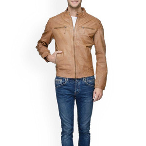 OEM ODM Custom Logo Design High Quality Canvas Casual Leather <b>Jacket</b> For <b>Men</b> and With Zipper Stand Leather <b>jacket</b> - Product Image 4