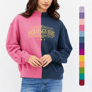 Sweat-shirt décontracté d'hiver pour femme, col montant, grande taille, poids lourd, polyester/coton, logo frontal, épaules tombantes, haute qualité personnalisée - Product Image 6