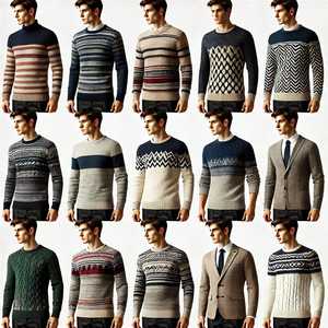 Pulls à col rond de haute qualité pour hommes tricots personnalisés mélange de laine à la mode Style moelleux floue fabricant direct - Product Image 3