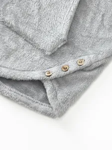 Sudadera de Punto de Invierno de Manga Larga para Mujer, Estilo Casual Urbano, con Estampado de Panda Perezoso, Cuello Forrado, Logotipo Frontal, Antiencogimiento, Franela - Product Image 5